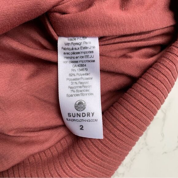 Sundry For Evereve Womens Soleil Ruched Ribbed Mini Skirt Mauve Pink | Medium - Picture 3 of 6